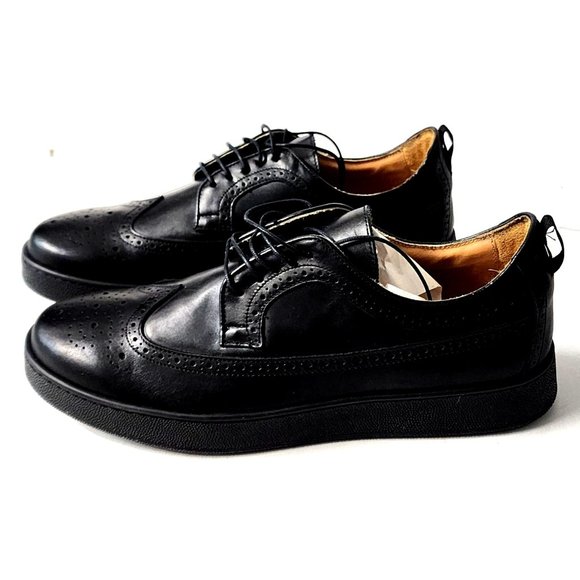 Brogue Blk Dress Wingtip Sneakers Men's Size US 8 / EU 42 Italian Leather NEW - Picture 8 of 10